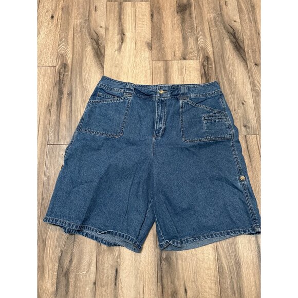VTG White Stag Ladies Denim Shorts Size 18 100% Cotton Mid-Rise Relaxed Fit With - Picture 1 of 7